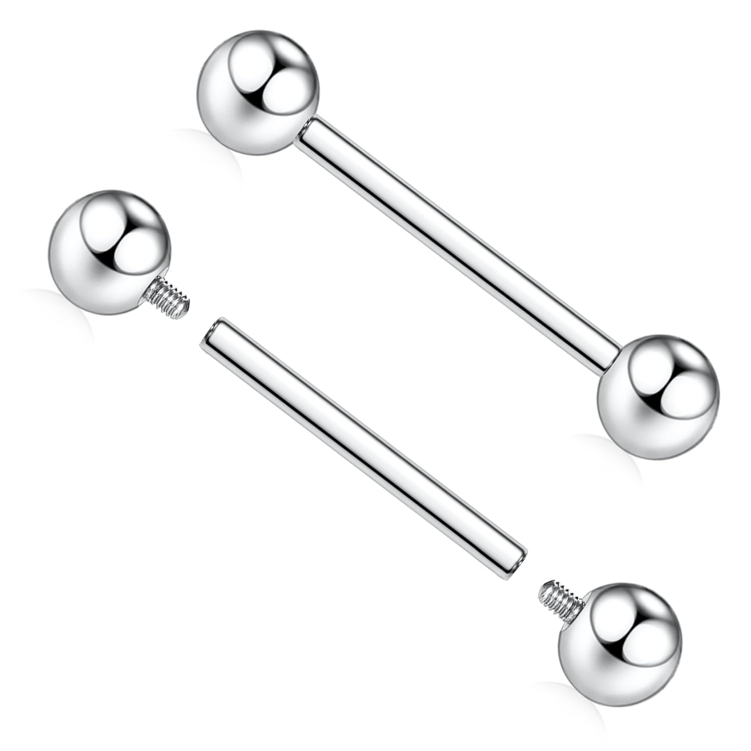 AROWRO Nipple Piercing Jewelry Nipple Piercings Titanium Nipple Rings Tongue Rings 14G Straight Barbells Piercing Jewelry 25mm N