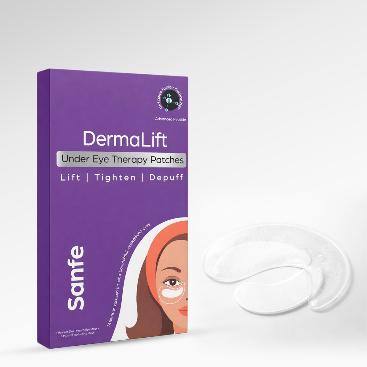 Sanfe Dermalift Under Eye Therapy Patches 2+2 Pairs | Eye Patches For Dark Circles | Collagen Mask | Dark Circles Removal | Unde