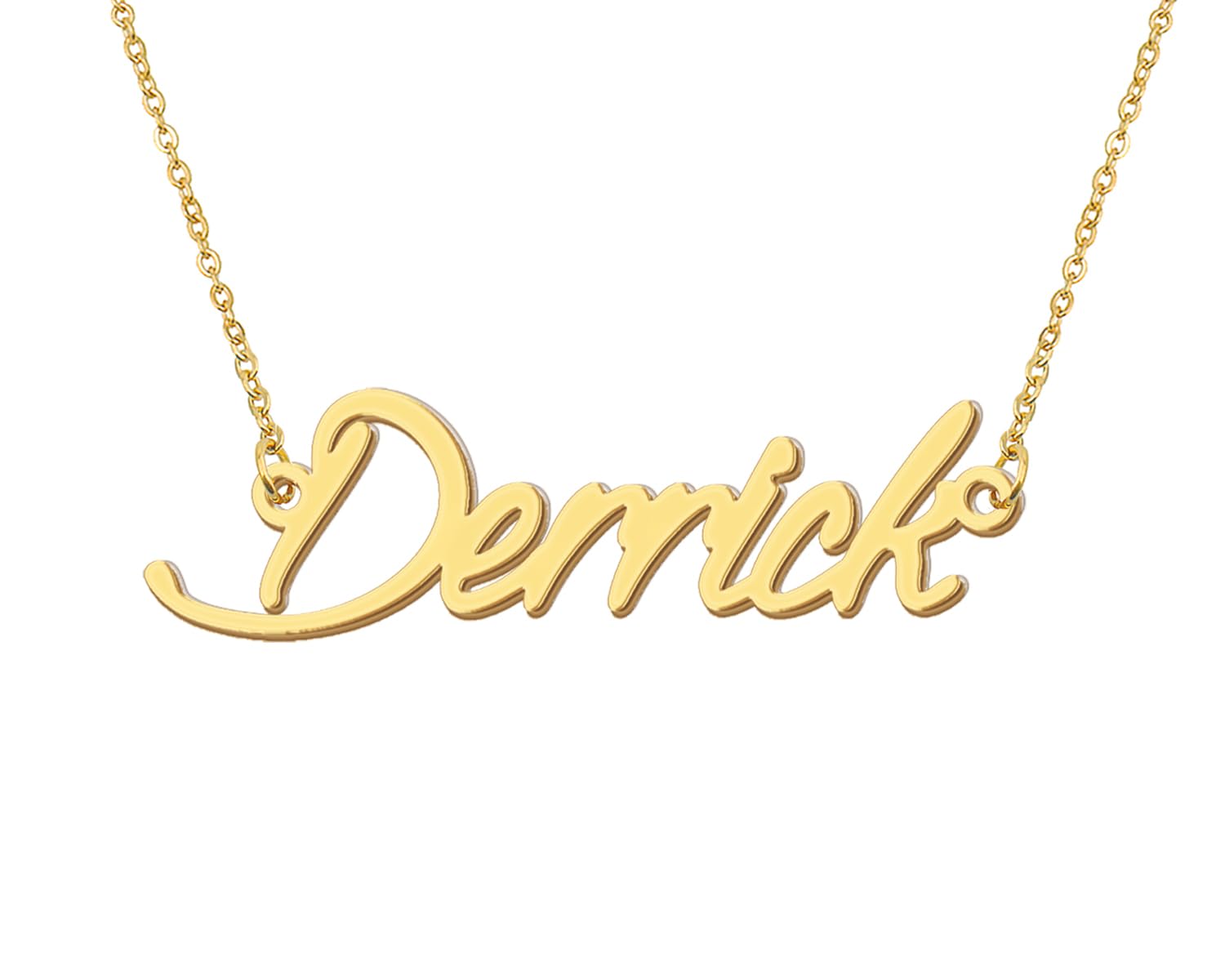 Aoloshow 18k Gold Plated Necklace with Derrick Name Stainless Steel Womens Mens Nameplate Jewelry for Valentine Day
