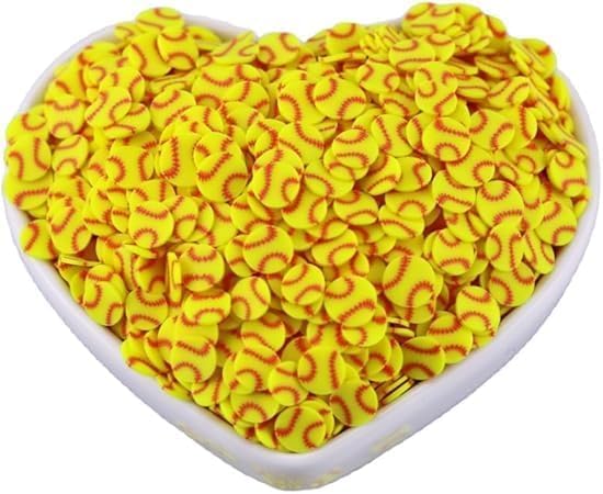 20 Gram Softball Clay 5mm Slices, Yellow Ball Sports Polymer Clay, Softball Slime, Nail Art Faux Craft, Softball SprinkleF