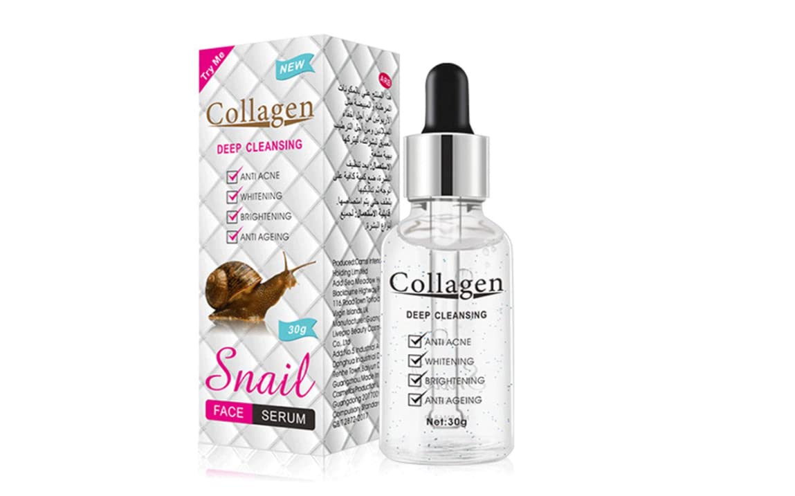 Yeluri ProductsCollagen Deep Cleansing Snail Serum For Face  AntiAgeing, AntiWrinkle & Hydrating Formula  Skin Smoothing, Fi