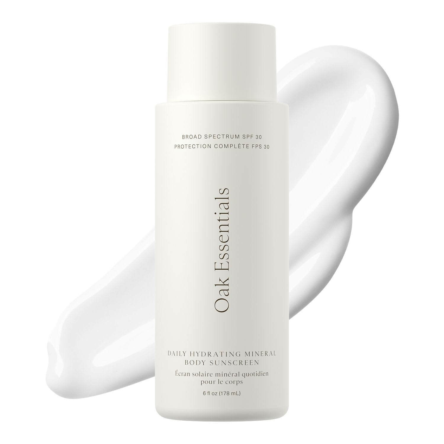 Oak Essentials Daily Hydrating Mineral Body Sunscreen SPF 30, Broad Spectrum 11% Non-Nano Zinc Oxide Sunblock, Lightweight Miner