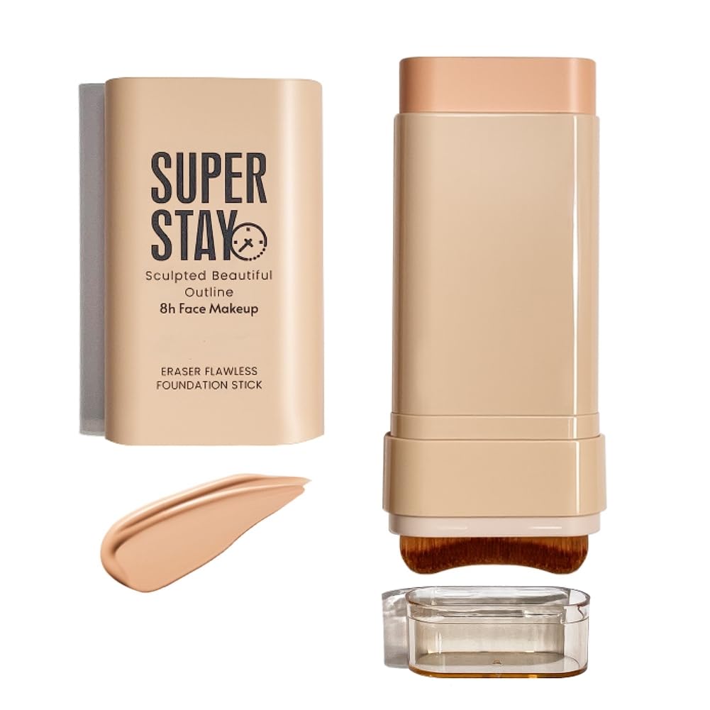 Eraser Flawless Foundation Stick with Built-in Brush - Full Coverage Concealer & Cream Foundation Stick for Face & Body | Smooth