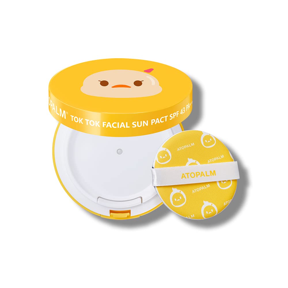 Atopalm Tok Facial Sun Pact 15G Spf43 Pa+++| Zinc Sunscreen For Sensitive Skin | Dry Moisturizing Protection Korean Mineral Crea