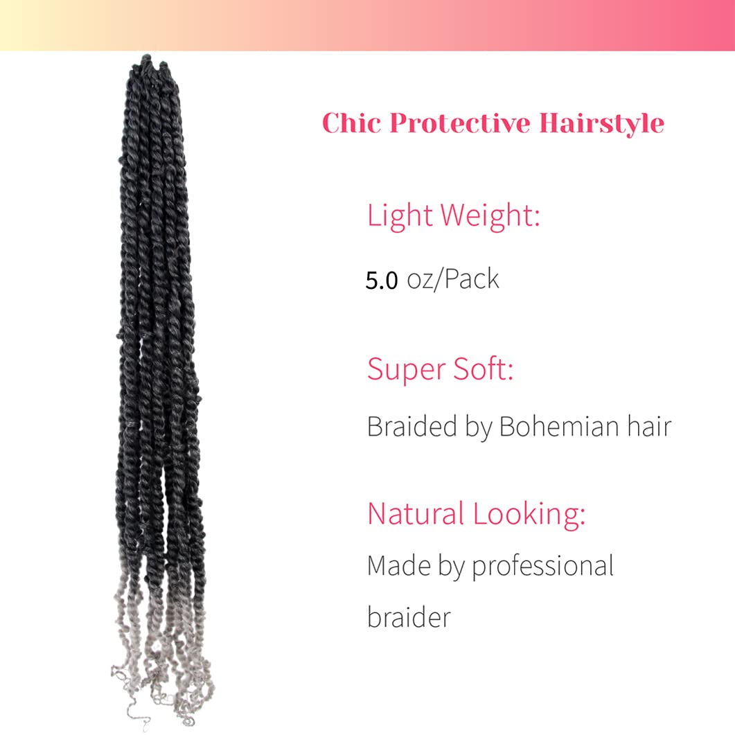 The Bohobabe Long Pre-Twisted Passion Twist Crochet Hair 36 Inch Pre-Looped Long Crochet Passion Twist Braiding Hair 8 Packs Sof