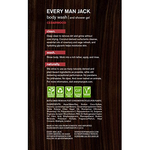 Every Man Jack Body Wash And Shower Gel Cedarwood, 16.9 Ounce
