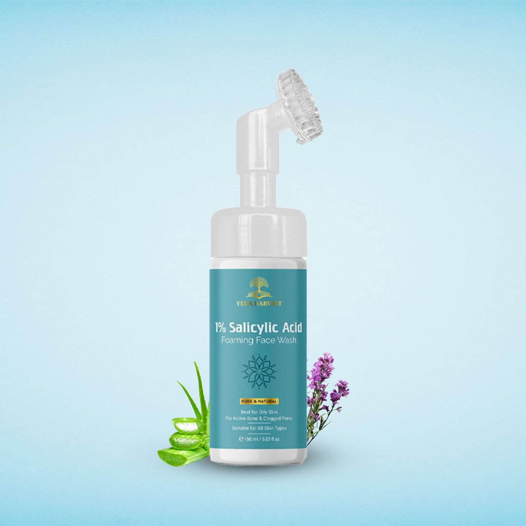 Vedaharvest 1% Salicylic Acid Face Wash 150 Ml For Acne & Pimple | Deep Cleansing, Oil Control, Blackhead Removal For Oily & Acn