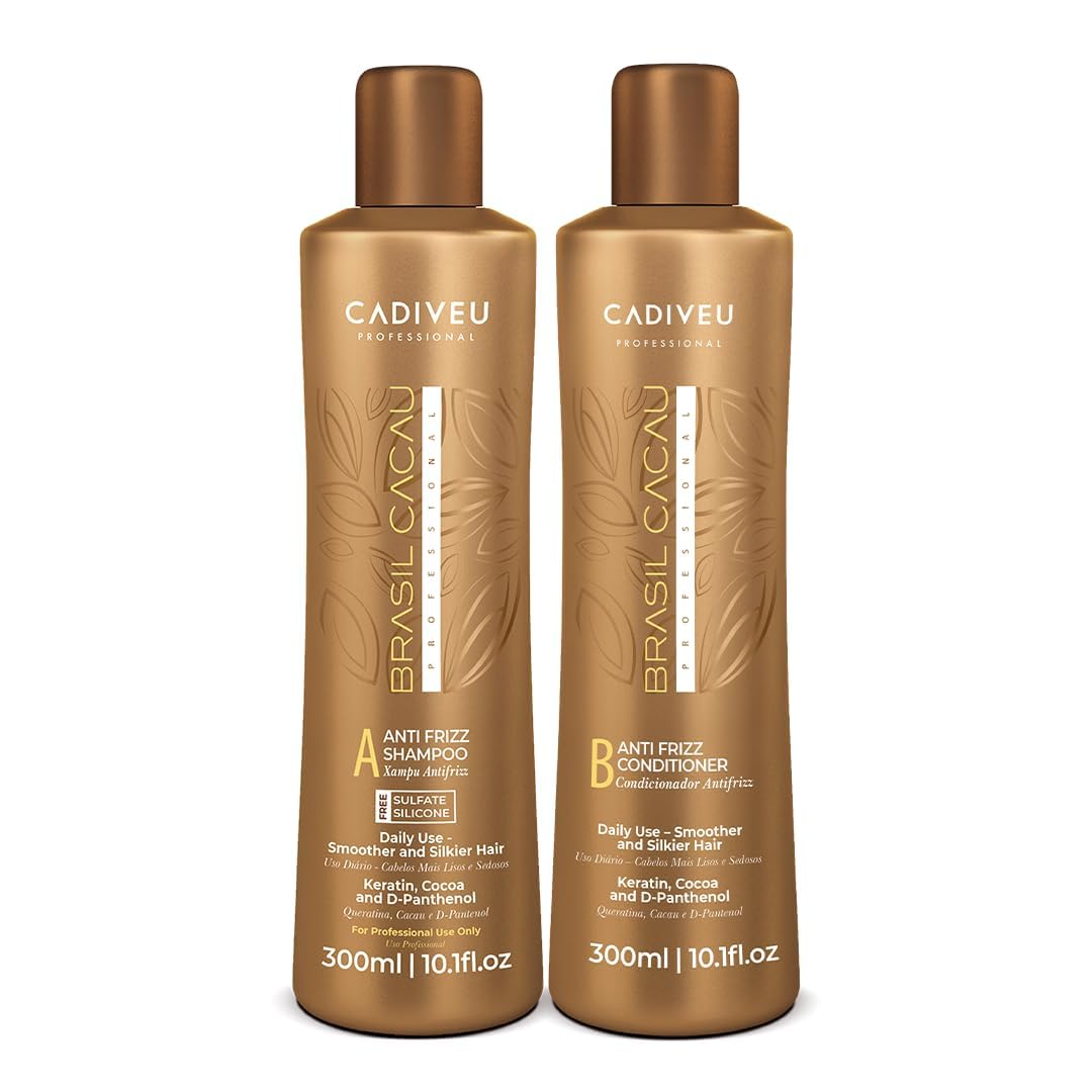 Original Cadi Veu Brasil Cacau Anti Frizz Shampoo & Conditioner Set, 300Ml