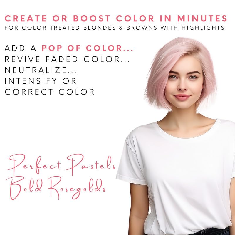 Watercolors Intense Metallic Color Depositing Shampoo, Semi Permanent Hair Color 8.5 Oz - Rose Gold (2 Pack)