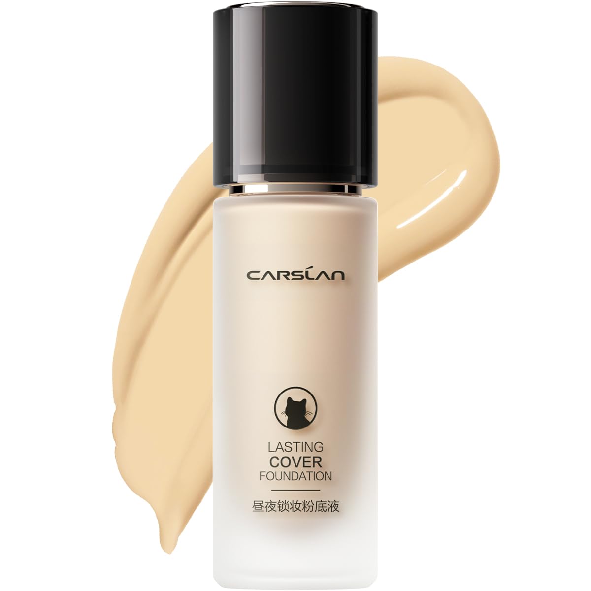 Carslan Lasting Cover Foundation, 24H Longlasting Full Coverage Matte Finish Face Makeup, Poreless, Lightweight, Waterproof, Oil