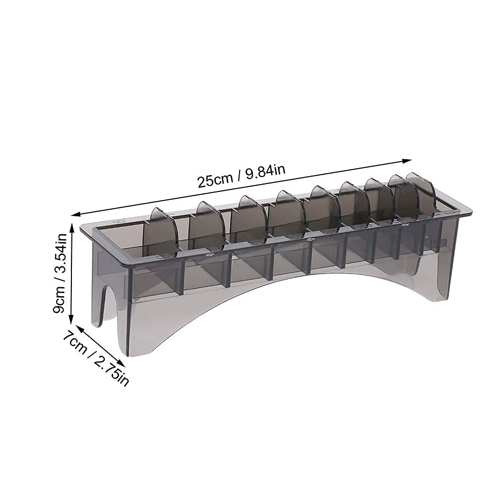 Rectangular Plastic Guide Comb Storage Box, Universal 10 Grid Base for Electric Hair Clipper Limit Comb Hair Tools Supplies Stor