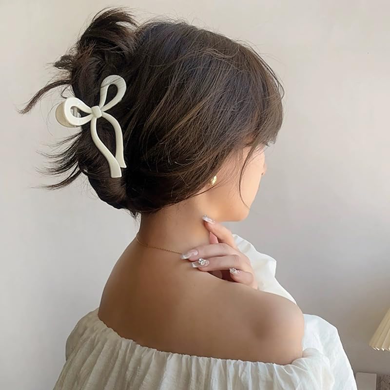 Bmobuo Bows Claw Clip 3Pcs Thick Hair Clips - 5.1'' Cute Black Ribbons For Women And Girls