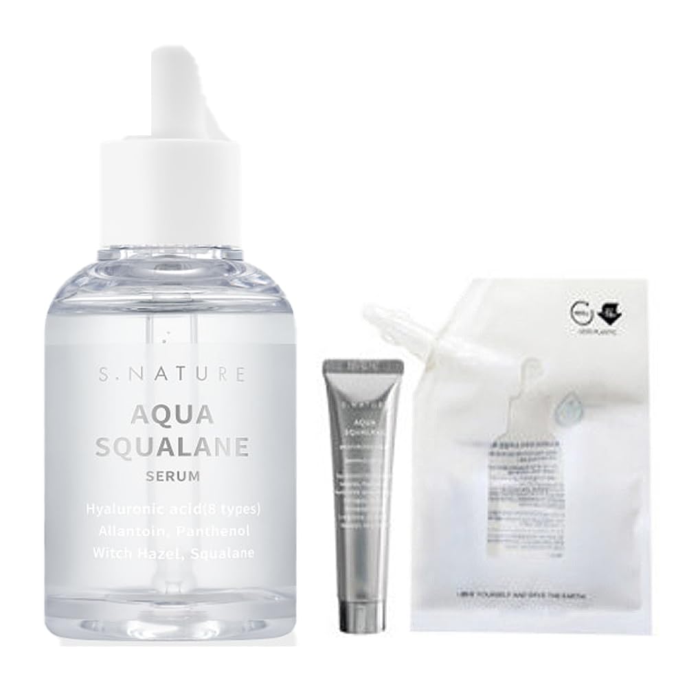 S.Nature S Nature Aqua Squalane Serum 50ml, S Nature Aqua Squalane Serum Refill 50ml, S Nature Aqua Squalane Cream 10ml, Korean 