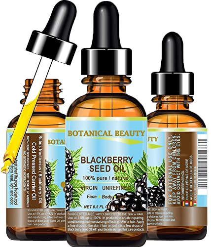 Botanical Beauty Blackberry Seed Oil 100% Pure Natural Virgin Unrefined. Cold Pressed Undiluted Carrier Oil. 0.5 Fl.Oz -15 Ml. F