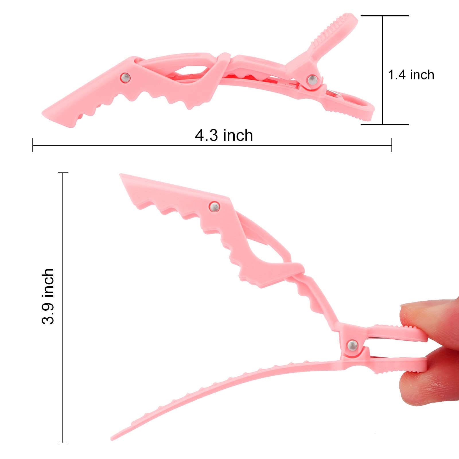 Ondder 24 Pack Large Alligator Clips For Hair Sectioning, Coloring, Cutting - Pink Pro Salon Barber Hair Styling Accessories For