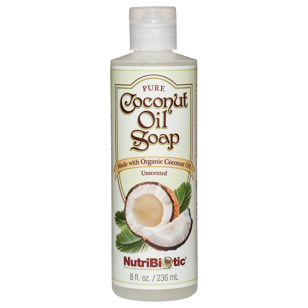 NutriBiotic - Pure Coconut Oil Soap, Unscented 8 Oz | Certified Organic, Unrefined, Biodegradable | Vegan & Made without GMOs, G