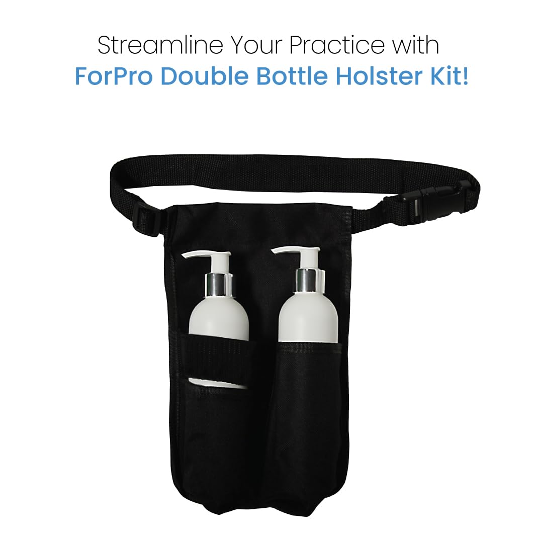 ForPro Double Bottle Holster Kit, Features Durable Cordura Fabric, Adjustable Strap, Includes Two 8 Ounce Bottles, Black