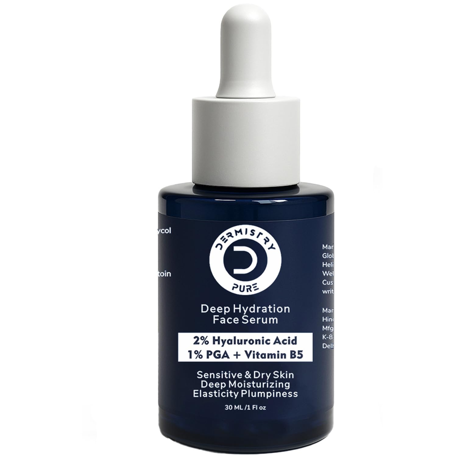 Dermistry Pure 2% Hyaluronic Acid Skin Hydrating Face Serum With 1% Pga Vitamin B5 For Dry Sensitive Skin Elasticity Soft Smooth