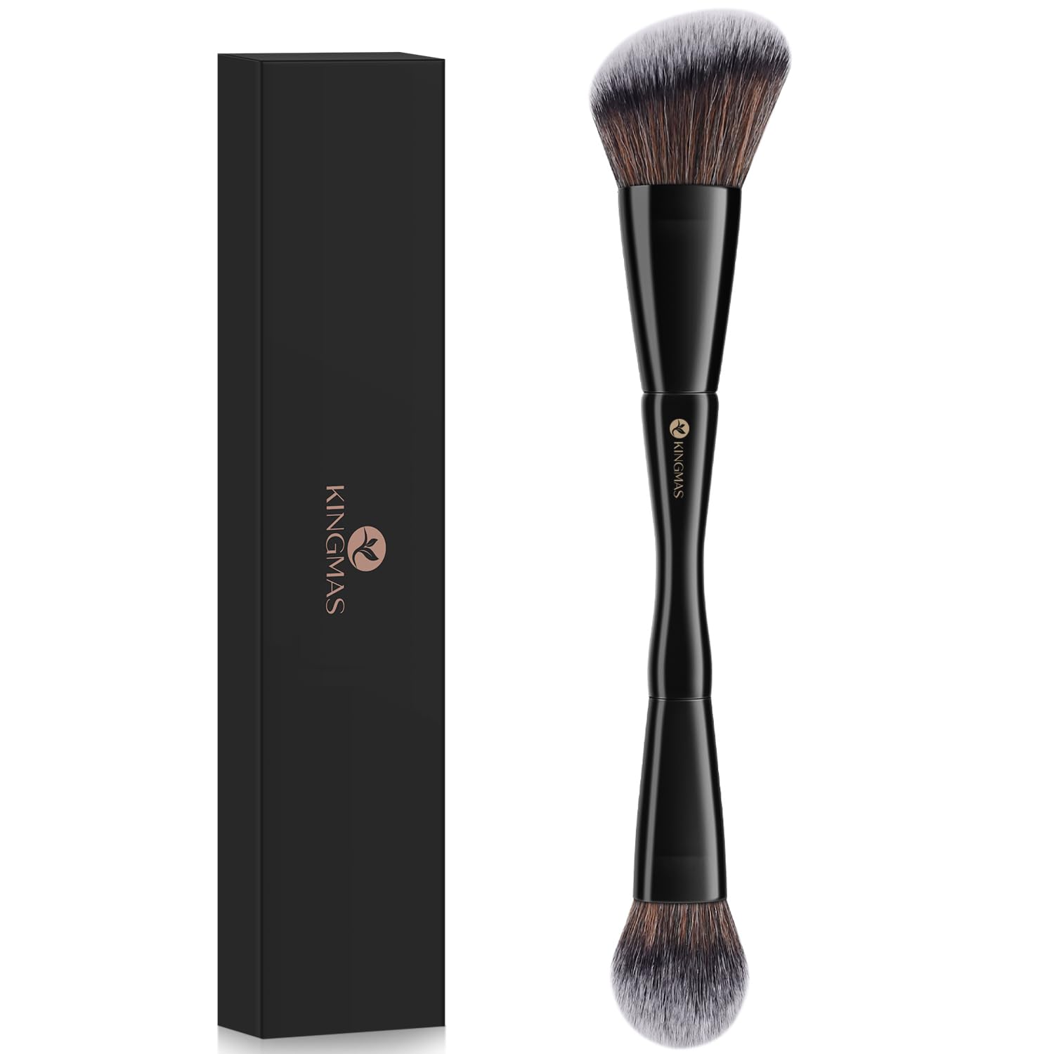 Kingmas Foundation Makeup Brush, Double-Ended Angled/Round Top Contour Makeup Brush For Beauty Blending Liquid Powder, Concealer