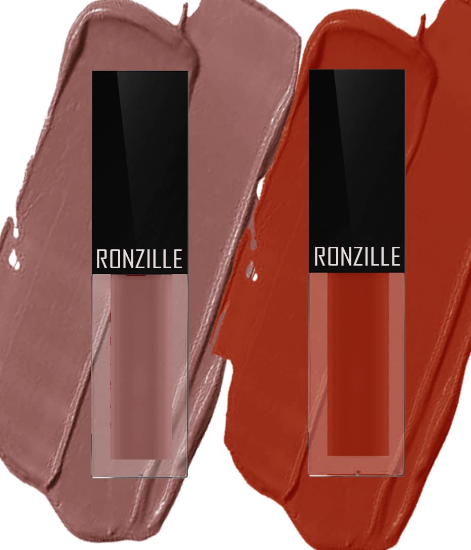Ronzille Duo Matte LipColor Non Transfer & Waterproof Lipstick (Rosy Brown, Brownish Red)