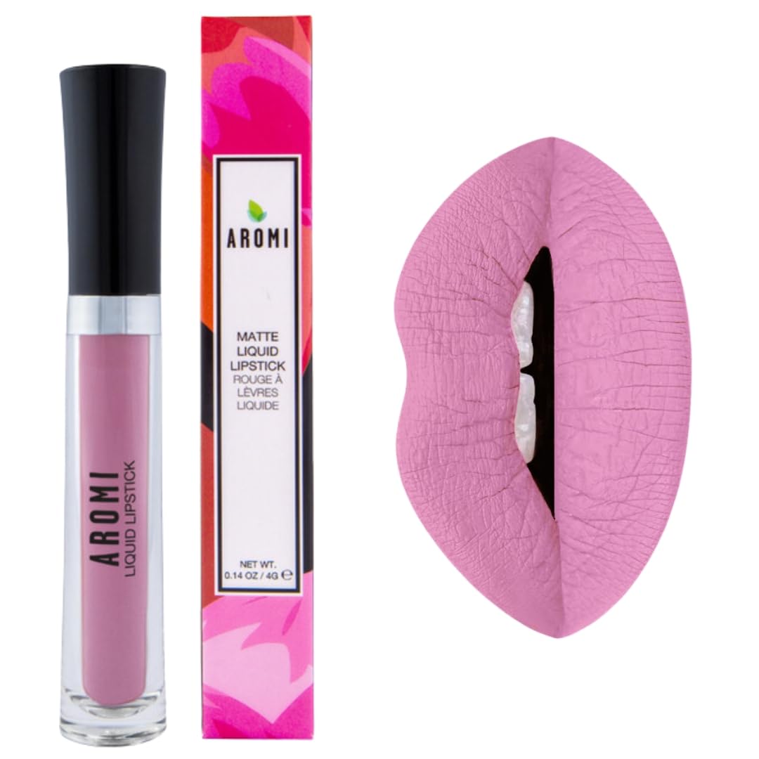 Aromi Matte Liquid Lipstick | Light, Baby Pink Lip Color With Blue Undertones, Long-Lasting, Vegan, Cruelty-Free, Smudge Proof,