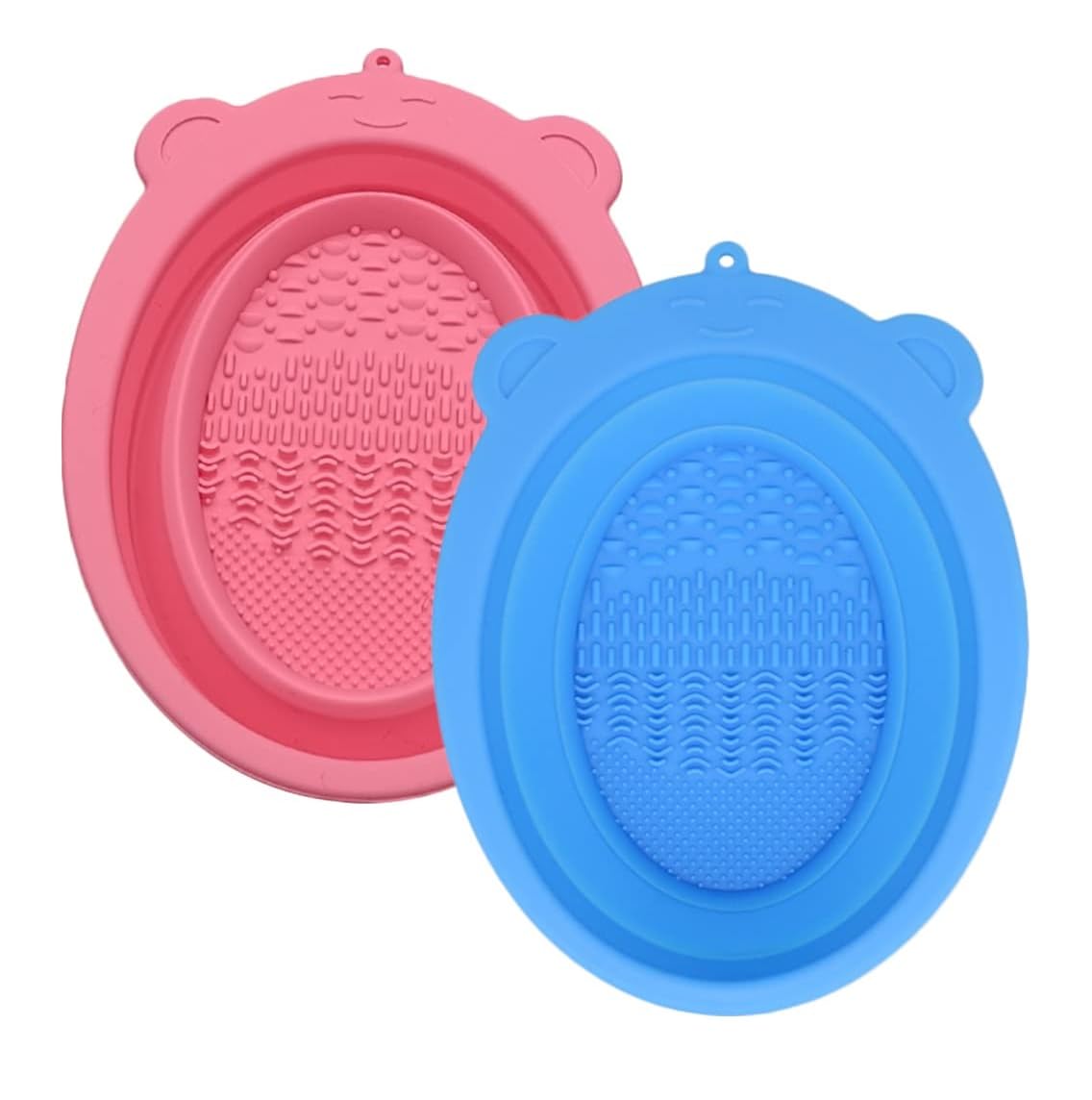 Kitchenfest Flexible Silicone Sponge BpaFree Quick Drying Cosmetic Brush Cleaner Box Dual Sides Makeup Brush Cleaning Bowl, Mul