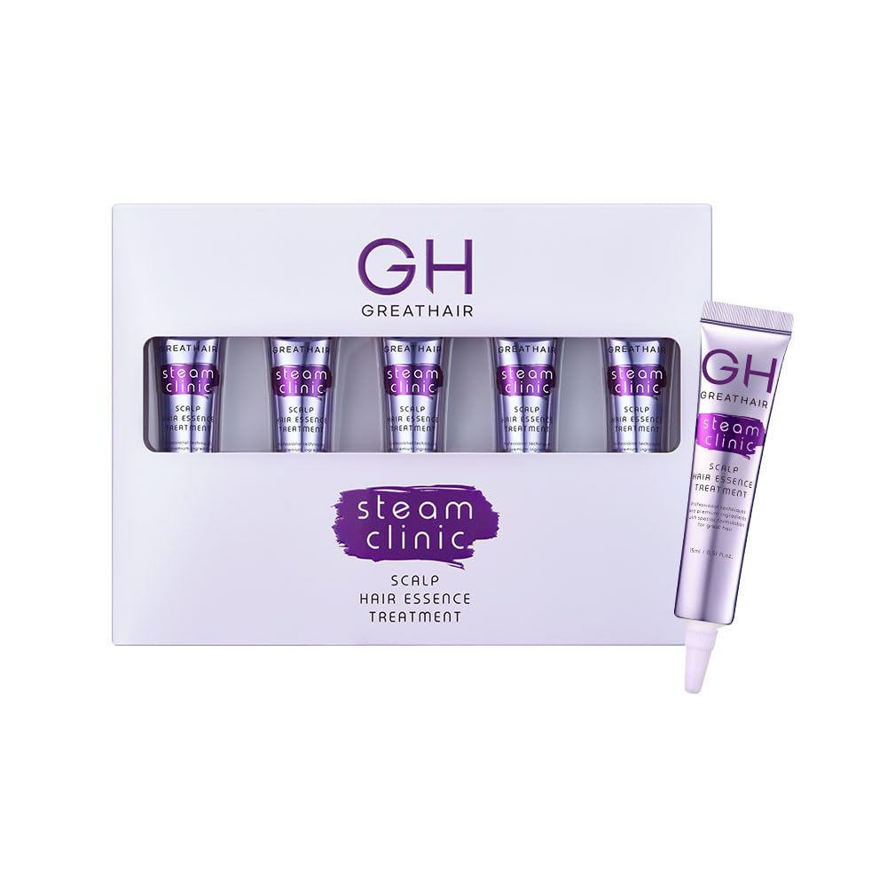 GREAT HAIR Steam Clinic Scalp Hair Essence Treatment Portable Package, No Rinse Required, Hair Loss Care, 15ml x 5