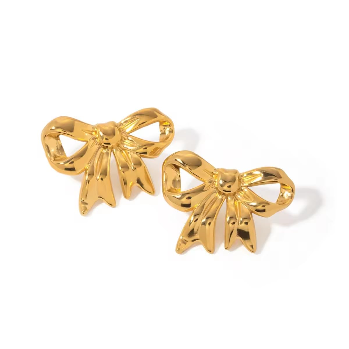 Meenaz Bow Earrings For Women Fashion Studs Earrings For Women Anti Tarnish Gold Ear Rings Stainless Steel Korean Bowknot Gold H