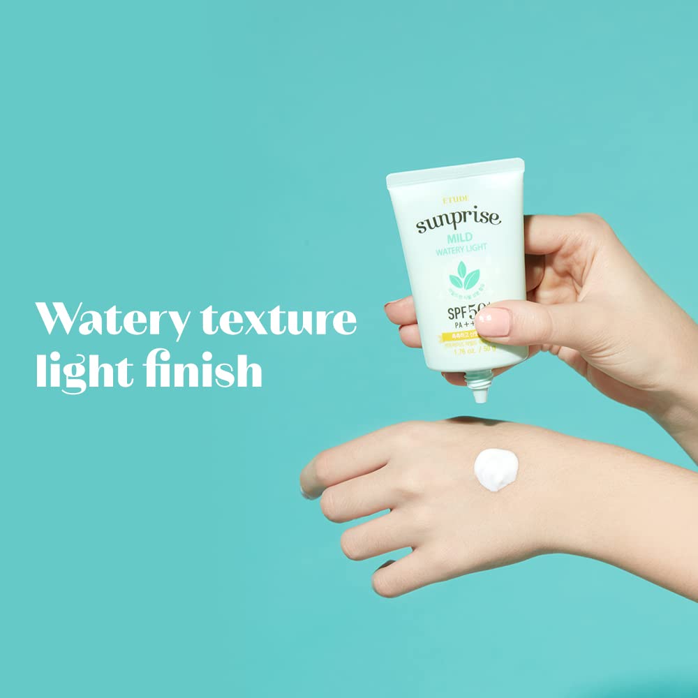 Etude Sunprise Mild Weightless Watery Light Texture Spf50+/Pa+++ 1.7 Fl. Oz (50Ml) (21Ad)  Light Moisturizing Sunblock For Sensi