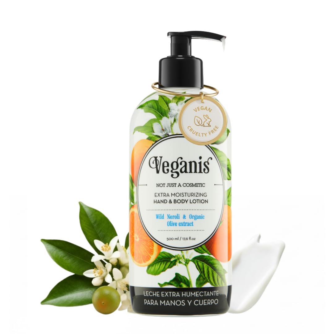 VEGANIS Body Lotion for Dry Skin  Nourishing & Hydrating Formula with Wild Neroli & Organic Olive  Softening Moisturizer For H