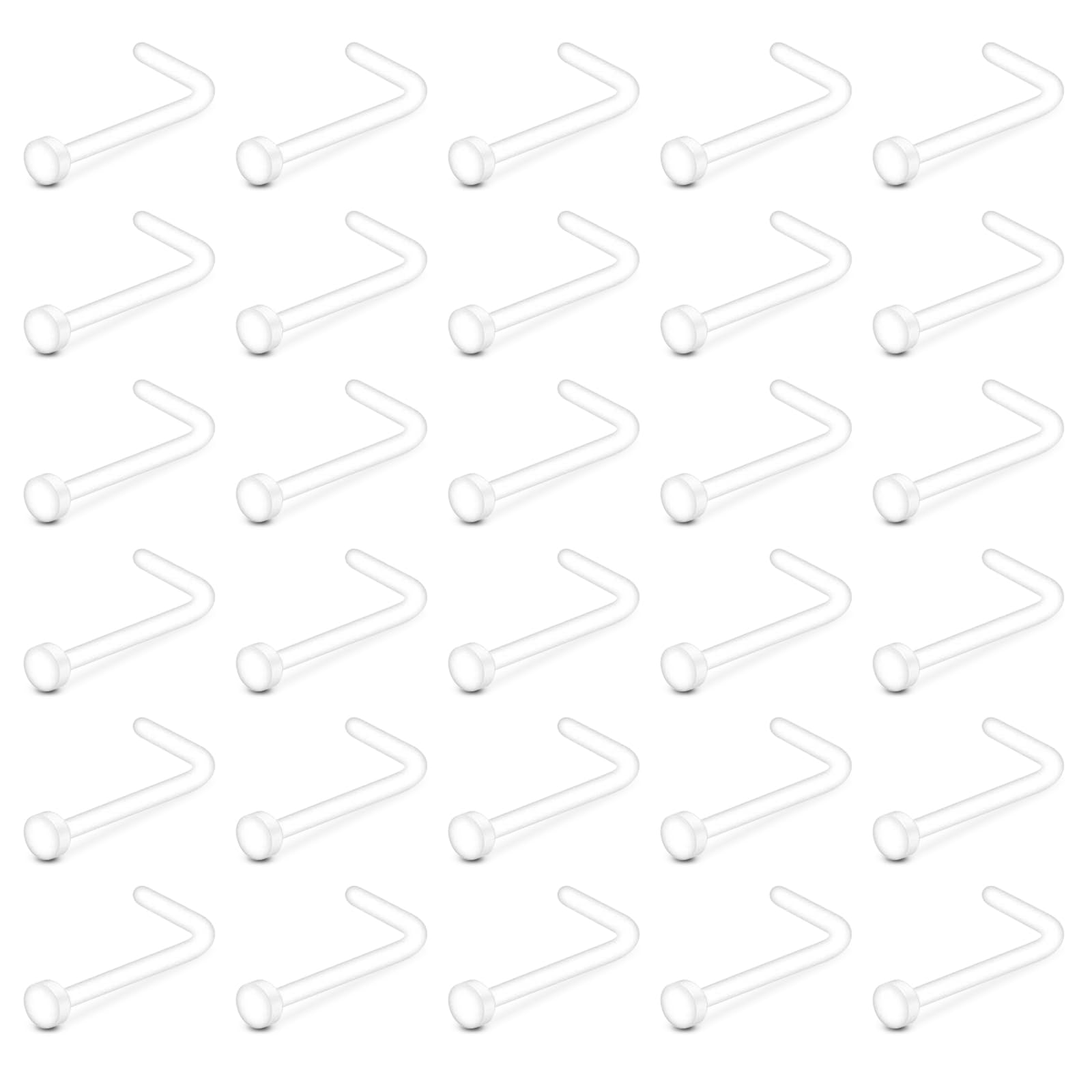 QWALIT Clear Nose Studs & Rings for Work - Plastic Nose Piercing Retainers - Invisible & Spacers, 18g