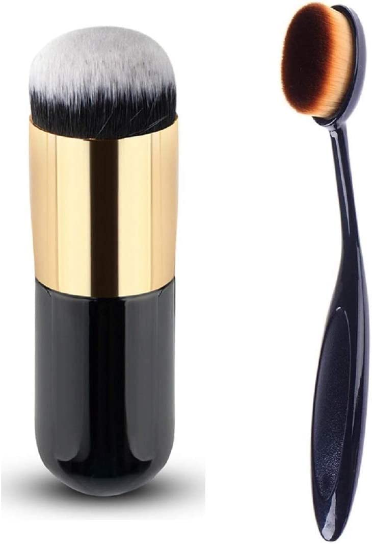 Fameza Professional Foundation Brush Black And Oval Foundation Brush Black Pack Of 2
