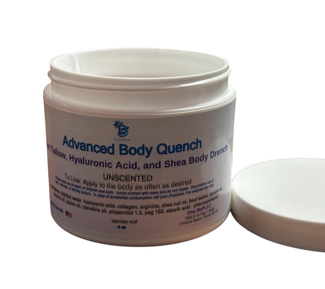 Diva Stuff Advanced Body Quench Unscented, With Beef Tallow, Hyaluronic Acid, Shea Butter, Deep Hydration, Plumps, Smooths and H