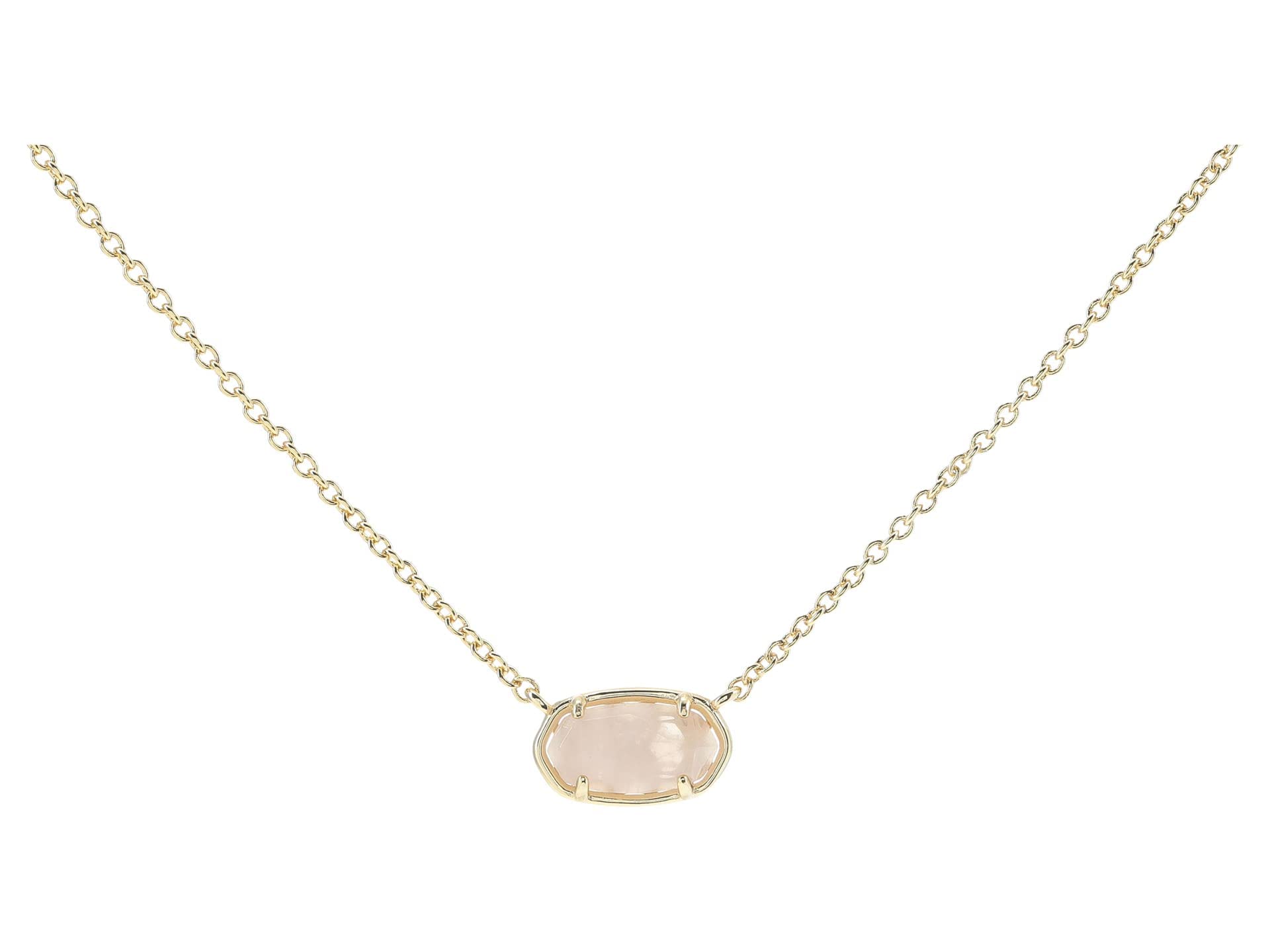 Kendra Scott Grayson Short Pendant Necklace, Gold Plated Brass, Rose Quartz, Fashion Jewelry for Women