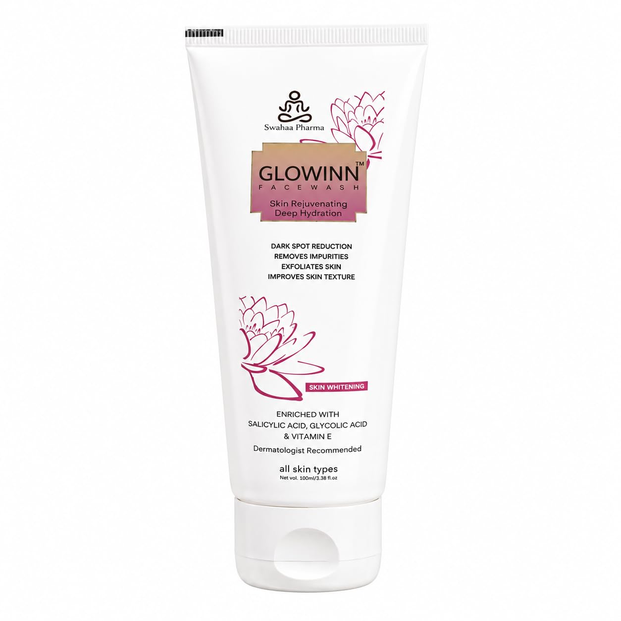 Glowinn Face Wash  Skin Rejuvenating & Deep Hydration | Salicylic Acid, Glycolic Acid & Vitamin E | For Dark Spots, Exfoliation