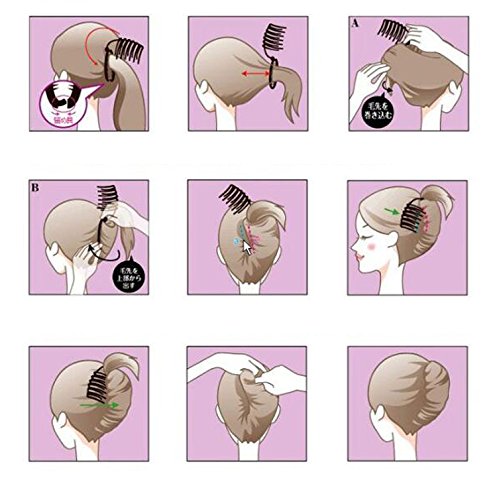 3PCS Women Lady Girls Black Fast Styling Volume Inserts Hair Clip DIY Hair Bun Snap Styling Boost Comb French Style Twister Hair