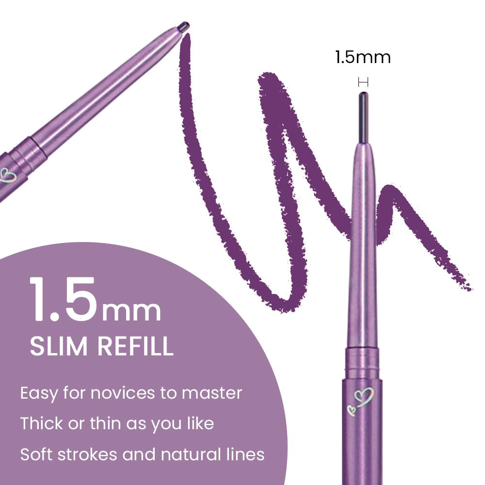 Kaely 1.5Mm Skinny Gel Eyeliner Pencil,Grape Purple Cat Eye Liner Makeup Pen,Cream Smooth Eyeliner Crayon,Delineador De Ojos Con