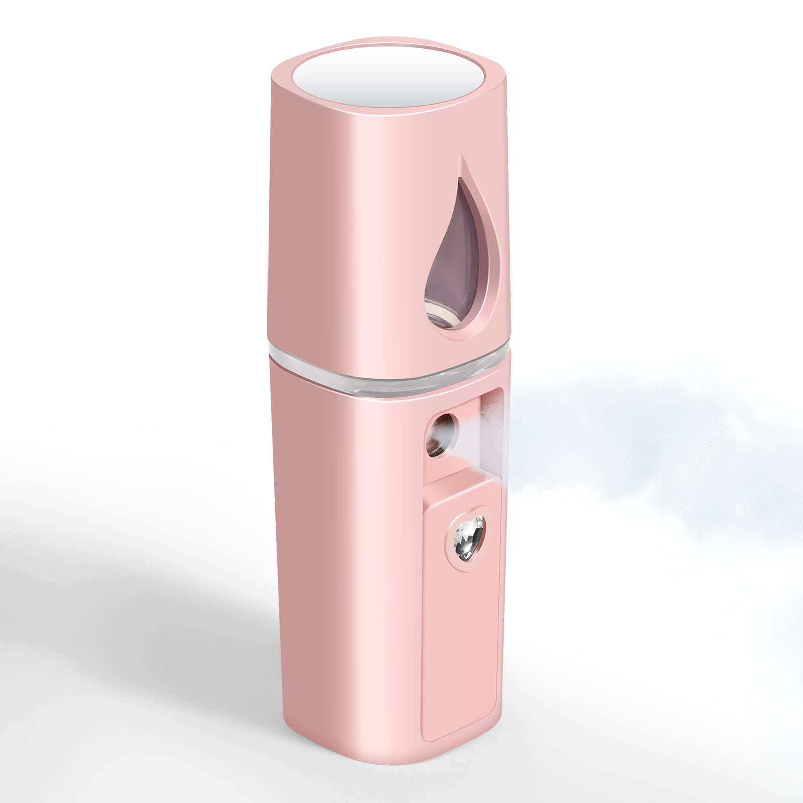 Giverare Nano Facial Steamer, Handy Mini Mister With Mirror, Usb Rechargeable Mist Sprayer, Visual Water Tank Moisturizing&Hydra