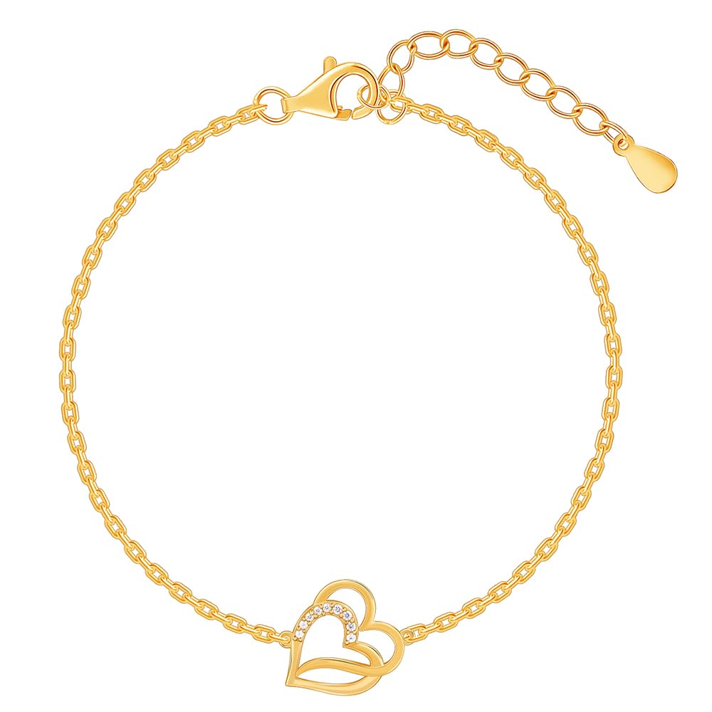 Giva 925 Silver Gold Bonded Hearts Bracelet, Adjustable | Gifts For Women And Girls | With Certificate Of Authenticity And 925 S