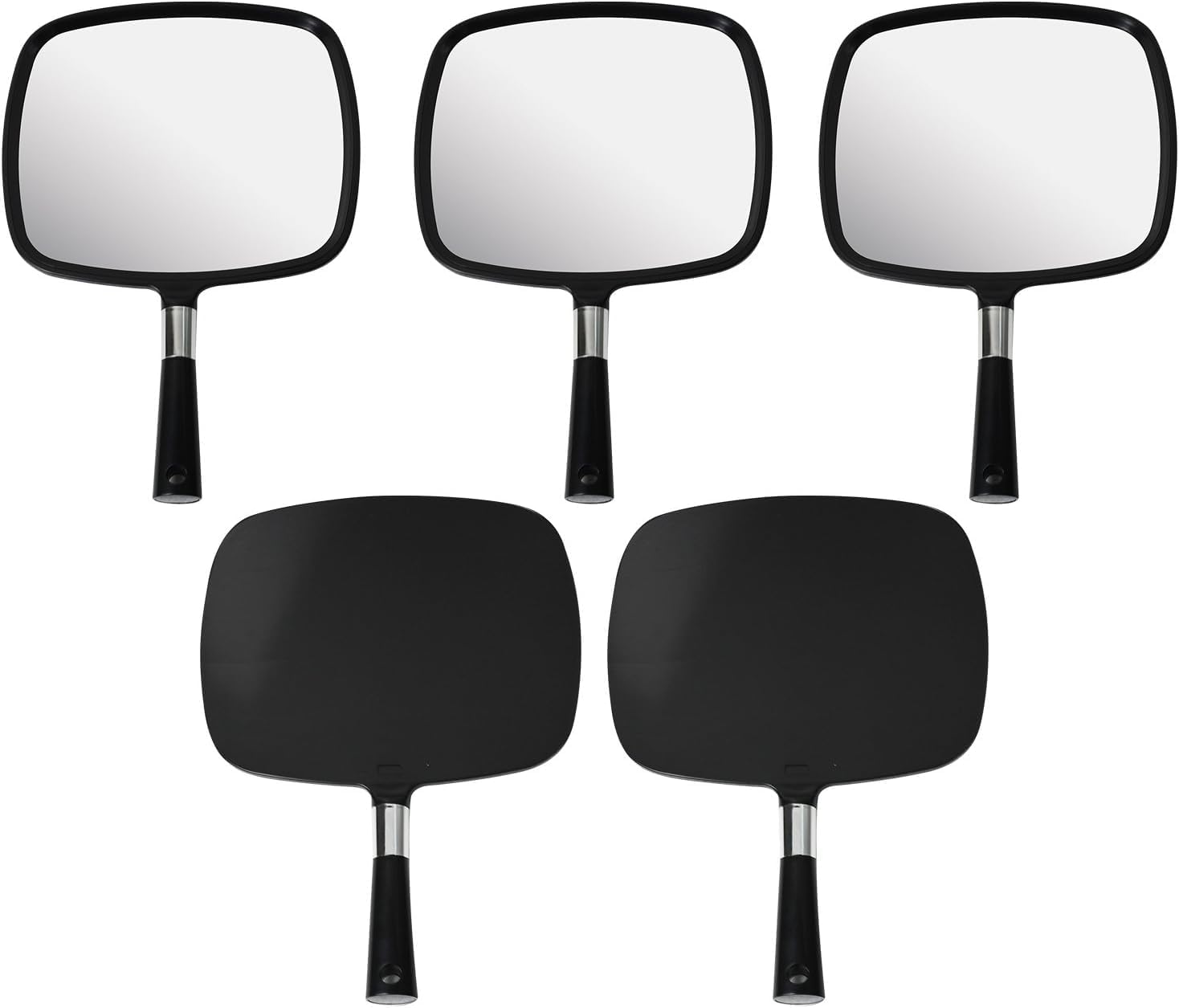 MIRRORVANA Pack of 5 Large & Comfy Hand Held Mirrors - Buy Cheap in Bulk for Wholesale Discount Savings - Suitable for Barbersho