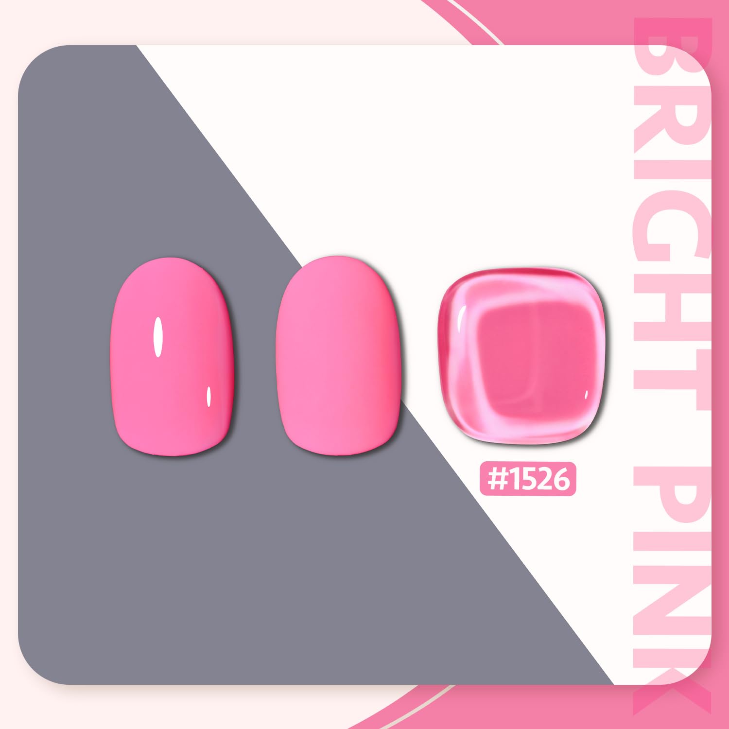 GAOY Bright Pink Gel Nail Polish, 16ml Soak Off UV Light Cure Gel Polish for Nail Art DIY Manicure at Home, Color 1526