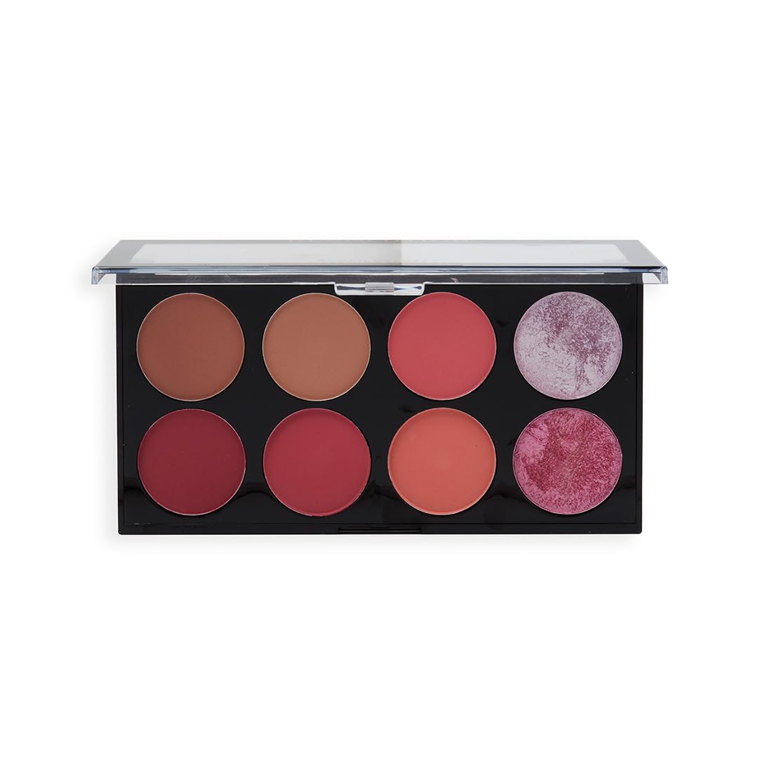 Makeup Revolution Ultra Blush Makeup Palette, Bronzer & Highlighter, Includes 8 Shades, Gluten free, Vegan & Cruelty Free, Sugar