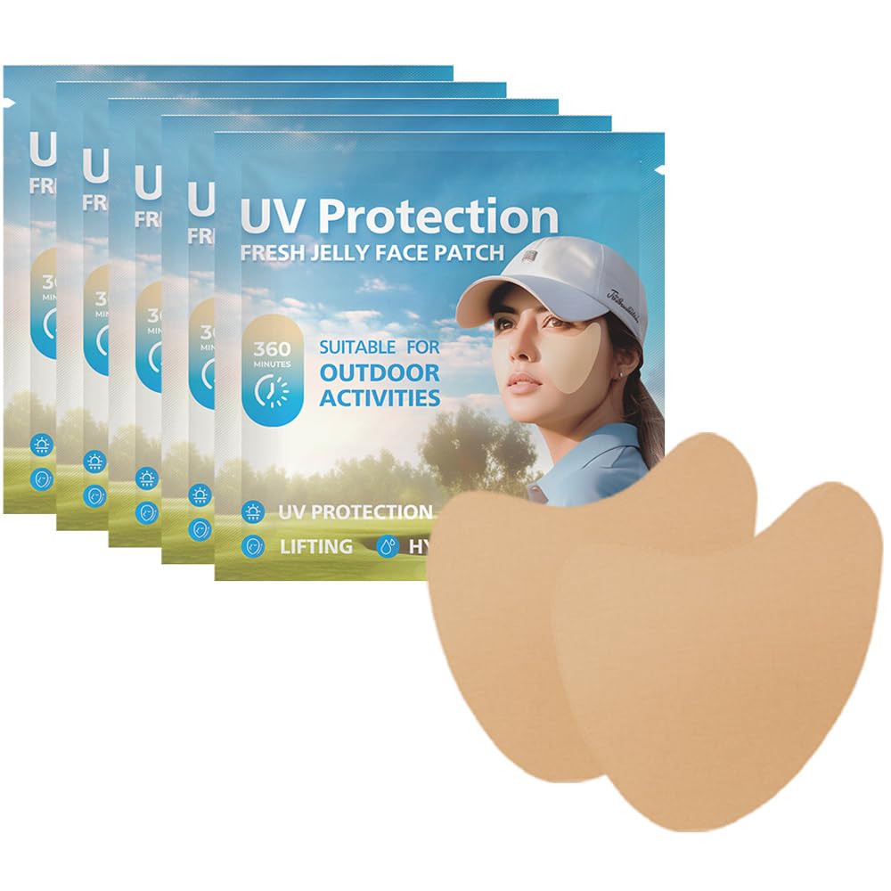 AKARY 5 Pairs Sunscreen Golf Face Patch, UV Protection Face Mask, Breathable Lightweight for Summer Outdoor Skin Fighting UV Dam