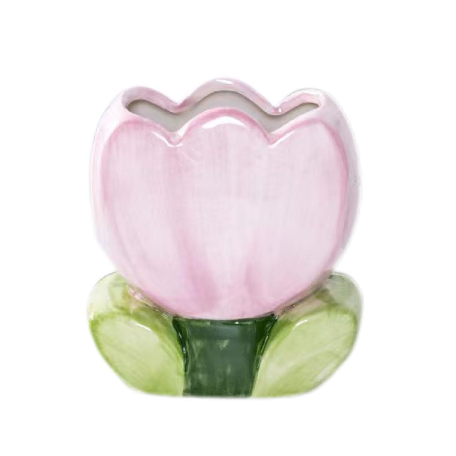 TANG SONG Ceramic Tulip Make up Brush Holder Flower Cosmetic Storage Box Pen and Pencil Holder Desktop Organizers (Purple)