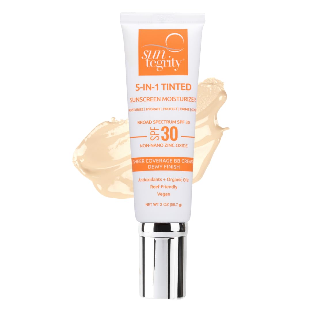 Suntegrity 5 In 1 Tinted Mineral Sunscreen For Face (Spf 30-2 Oz) - Fair | Bb Cream Moisturizer With Physical Uva/Uvb Broad Spec