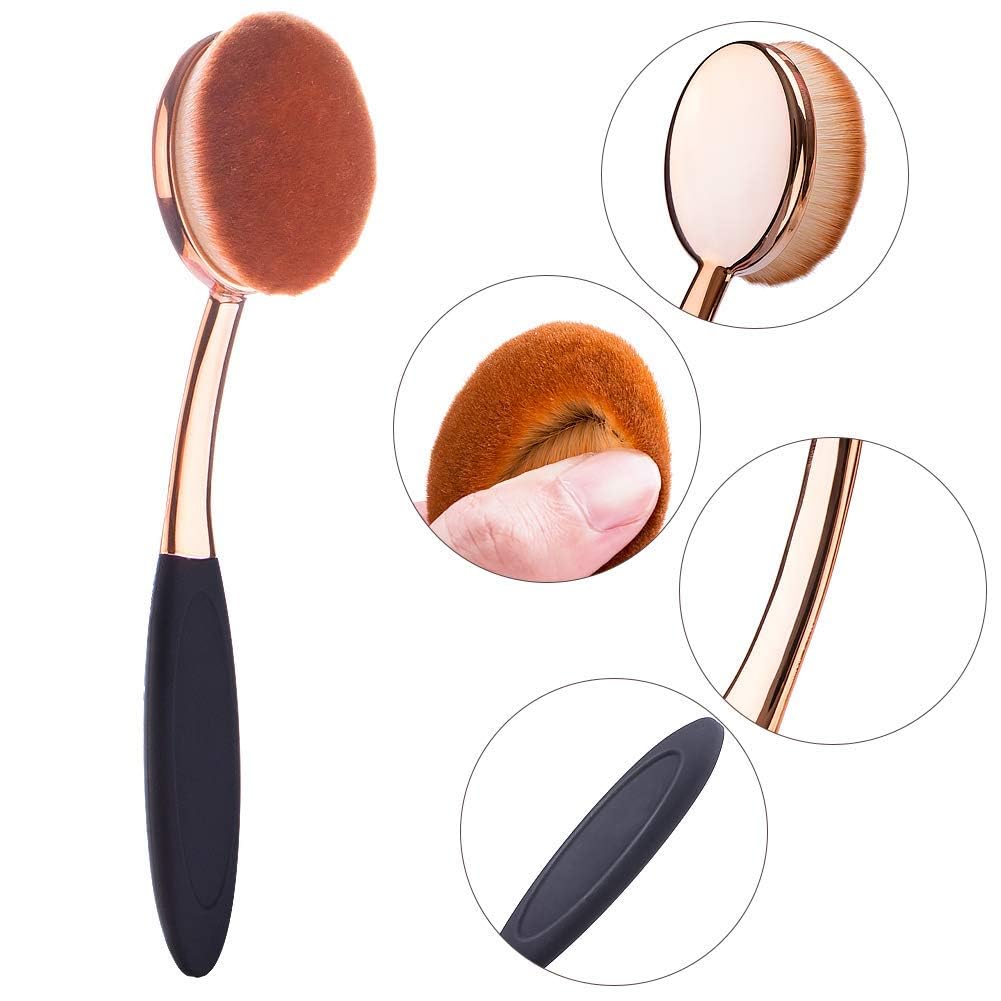 Large Rose Gold Foundation Contour Round Toothbrush Dust Free Oval Makeup Brushes Ink Blending With Dustproof Cover Brush Egg Cl