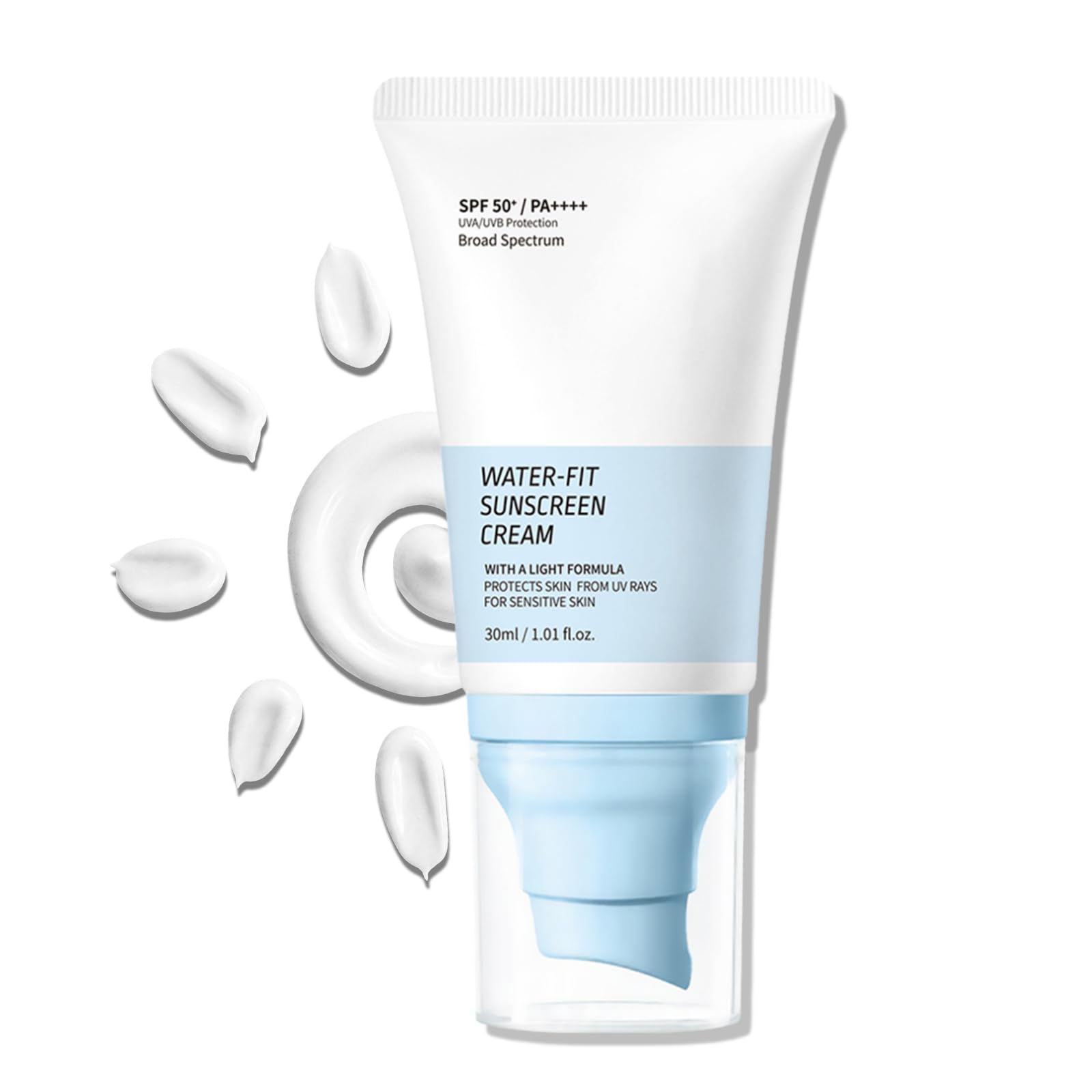Water-Fit Sunscreen Cream SPF 50+ PA++++,Sunscreen Lotion for Face, Lightweight Daily UV/UVB Protection, Moisturizing Formula, S