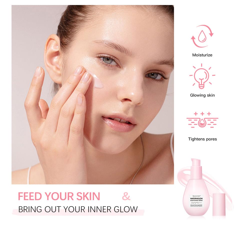 Watermelon Niacinamide Moisturize Serum For Face Skin Care, Hydrating & Brighten With Hyaluronic Acid, Glycerin And Vitamin E, L