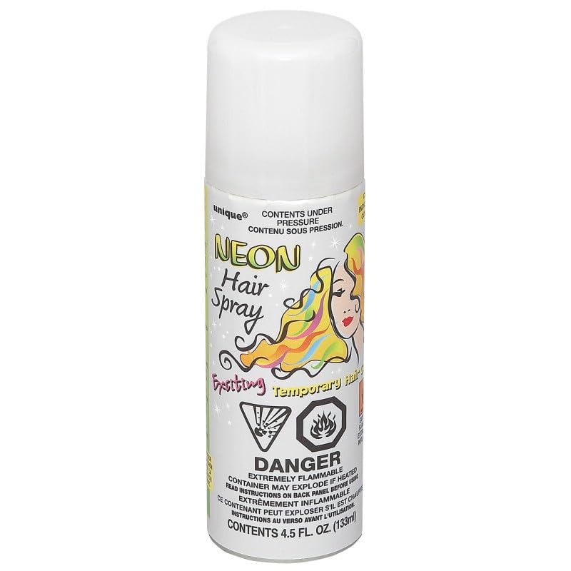 White Neon Hair Spray 4.5 fl oz - Easy to Apply & Wash Out - Perfect for Parties & Events