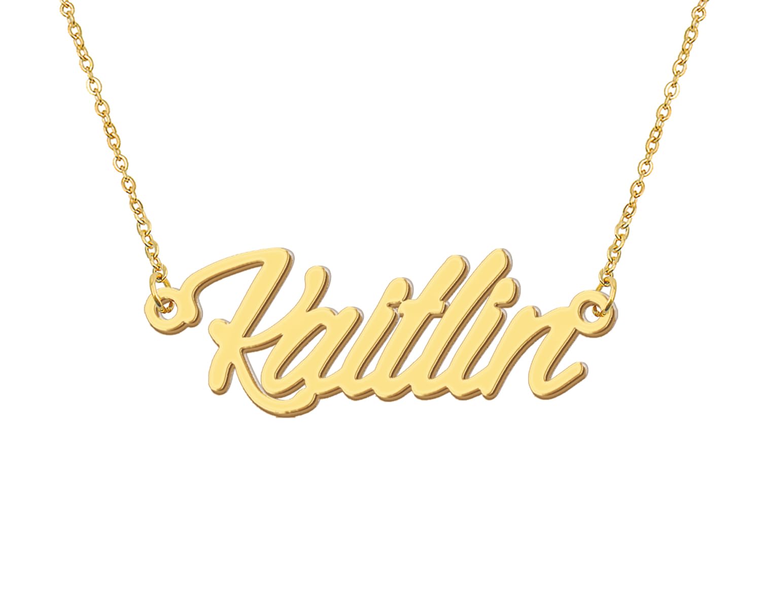 Aoloshow 18k Gold Plated Necklace with Kaitlin Name Womens Nameplate Choker Necklaces Stainless Steel Jewelry for Valentine Day